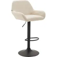 DELUKE Barhocker DUBLIN - Creme, Kunstleder, Schwarz | Barhocker mit Lehne Barstuhl Tresenhocker Tresenstuhl Kneipenhocker Kneipenstuhl