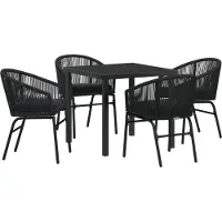 vidaXL Möbel 5-teiliges Garten-Essset Schwarz Poly-Rattan - Gartenstühle 3379346
