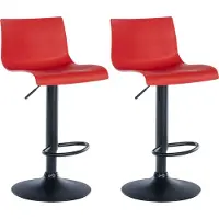 DELUKE 2er Set Barhocker GEBEL - Kunststoff Rot 39x36x84 cm | Barstuhl Höhenverstellbar Mit Lehne Drehbar Tresenhocker Tresenstuhl Kneipenhocker Kneipenstuhl