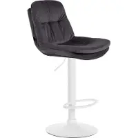 DELUKE Barhocker MITUN - Samt Schwarz 46x54x94 cm Weiß | Barstuhl Höhenverstellbar Mit Lehne Drehbar Tresenhocker Tresenstuhl Kneipenhocker Kneipenstuhl