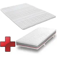 Sleezzze Ergonomische Taschenfederkernmatratze Sleezzz Premium 90 x 200 cm, Höhe 23 cm, Härtegrad H2/H3 + Matratzentopper / Matratzenauflage 90 x 200 cm