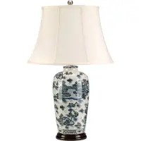 Elstead Lighting Elstead Blue Traditional Tischleuchte E27 Blau Weiß, UK
