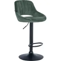 DELUKE Barhocker SEGAD - Samt Grün 47x48x85 cm Schwarz | Barstuhl Mit Lehne Tresenhocker Tresenstuhl Kneipenhocker Kneipenstuhl