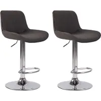 DELUKE 2er Set Barhocker BEKIM - Stoff Dunkelgrau 50x50x86 cm Silber | Barstuhl Höhenverstellbar Mit Lehne Drehbar Tresenhocker Tresenstuhl Kneipenhocker