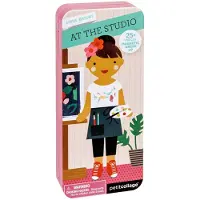 Sonstige Verlage Petit Collage 8754461 Magnetspiel, Dress up Künstlerin, magnetisches Anziehpuppen-Spielset, für Kinder ab 4 Jahren, Rose