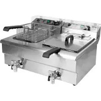 YATO Gastro Fritteuse 2x12L mit Ablasshahn 2x5000W 550x730x400mm 380-400V