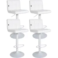 DELUKE 4er Set Barhocker RIVAN - Kunstleder Weiß 40x40x85 cm | Barstuhl Mit Lehne Tresenhocker Tresenstuhl Kneipenhocker Kneipenstuhl