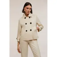 Motivi Linen Blend Canvas Pea Coat Beige Größe: 42 | Blazer Outlet | Damen | Braun