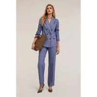 Motivi Double-breasted Cotton Canvas Blazer Light Blue Größe: 32 | Blazer Outlet | Damen | Blau