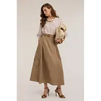Motivi Cotton Poplin Cargo Skirt Brown Größe: 34 | Maxiröcke Outlet | Damen | Braun