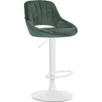 DELUKE Barhocker SEGAD - Samt Grün 47x48x85 cm Weiß | Barstuhl Mit Lehne Tresenhocker Tresenstuhl Kneipenhocker Kneipenstuhl