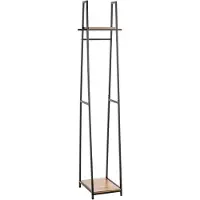 Haku Standgarderobe , Gesamttragkraft 15 kg, 2 Ablagen, B 380 x T 400 x H 1660 mm, Stahl/Holz, schwarz/dunkles Eiche-Dekor