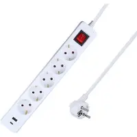 As Schwabe as-Schwabe 5-fach Steckdosenleiste Schalter USB A/C 1,4m Mehrfachsteckdose IP20