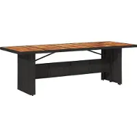 vidaXL Gartentisch mit Holzplatte Schwarz 240x90x75 cm Poly Rattan