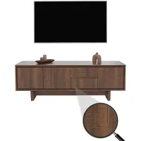 Mendler TV-Rack MCW-O34, TV-Board Fernsehtisch Lowboard Kommode, Schubladen Ablagen, Melamin 51,5x150x39,5cm braun