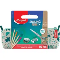 Maped Schlamper-Etui SMILING PLANET creme/grün bestückt