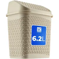 Kadax Beige Badezimmer-Abfallbehälter, 6,2 l, kippbarer Badezimmerbehälter