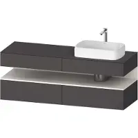 Duravit Qatego Konsolenwaschtischunterbau, 2 Auszüge, 2 Schubkästen, Ausschnitt rechts, 1600x550x600mm, Nische Weiß Supermatt, QA4778084490000
