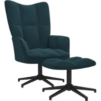 vidaXL Relaxsessel mit Hocker Blau Samt