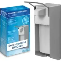ARNOMED Desinfektionsmittelspender, Aluminium 521-S-500 , Füllvolumen: 500 ml, mit kurzem Hebel
