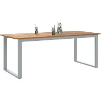 vidaXL Gartentisch Grau 200 x 90 x 75 cm Massivholz Akazie