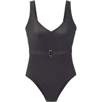 LASCANA Badeanzug , Damen, Gr. 34, Cup A/B, grau (anthrazit), Obermaterial: 82% Polyamid, 18% Elasthan. Futter: 100% Polyester, Badeanzüge Badeanzug, Mit goldfarbener Schnalle