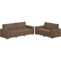 vidaXL 2-tlg. Sofagarnitur mit Kissen Braun Stoff