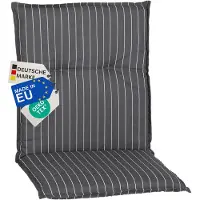 NYVI Gartenstuhl Auflage Niedriglehner Barcelona - UV-Beständig, Atmungsaktiv, Strapazierfähig - Niedriglehnerauflage Sitzkissen Outdoor - Sitzauflagen für Gartenstühle 100x50cm Grau Gestreift