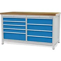 Bedrunka & hirth Bedrunka+Hirth Kastenwerkbank Rastermass 24-24 mit 9 Schubladen 1500 x 750 x 9...