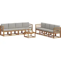 vidaXL Outdoor-Sofagarnitur 9 stk. Natürlich und Hellgrau