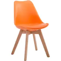 CLP Besucherstuhl Borneo V2 Kunstleder mit Kunststoffsitzschale | Farbe orange Gestell Farbe natur