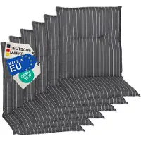 NYVI Gartenstuhl Auflagen Niedriglehner 6er Set Barcelona - UV-Beständig, Atmungsaktiv, Strapazierfähig - Niedriglehnerauflagen Outdoor - Sitzauflagen für Gartenstühle 100x50cm Grau Gestreift