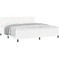 vidaXL Boxspringbett mit LED-Lichtleisten Weiß 200 x 200 cm Kunstleder