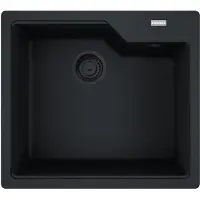 Franke Spüle URBAN UBG 610-56 in BLACK MATT - BLACK COLLECTION mit Excenterbedienung Drehknopf Edelstahl / Ausschnittmaß 540 x 480 mm R15 / Granitspüle
