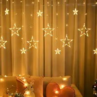 Peviasot LED Lichterkette Sterne Strom 138 LED Weihnachtsbeleuchtung Fenster, Lichtervorhang Fenster Weihnachten mit 12er Sterne,Weihnachtsdeko (Warmweiß)