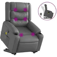 Syfax Massagesessel mit Aufstehhilfe Grau Kunstleder