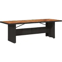 Syfax Gartentisch mit Holzplatte Schwarz 240x90x75 cm Poly Rattan