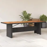 vidaXL 2025 cloris Gartentisch mit Holzplatte Schwarz 240x90x75 cm Poly Rattan - Gartentische Sale3512505 2parcel