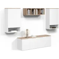 Livinity Wohnwand Piave Weiß/Sonoma 5 Teile, Model 58993