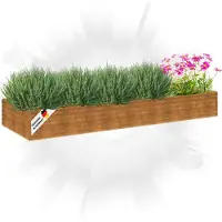 DELUKE Hochbeet aus Cortenstahl AKSEL | unten offen | Pflanzenbeet Metall Gartenbeet Blumenbeet Beet hoch Frühbeet für Garten Gemüsebeet, 291x100x36cm