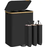 Songmics Wäschekorb mit Deckel und herausnehmbarem Wäschesack 170 L tintenschwarz LCB533BH01