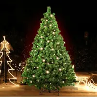 Izrielar 210cm Künstlicher Weihnachtsbaum inkl. 1200 Spitzen PVC Nadeln, 400 warmweiße LED-Leuchten & Metallständer, Tannenbaum, Christbaum