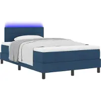 vidaXL Boxspringbett mit Kissen mit Kopfteil Blau 120 x 200 cm Stoff