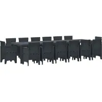 vidaXL Garten Essgruppe 15 stk. Anthrazit Polt Rattan