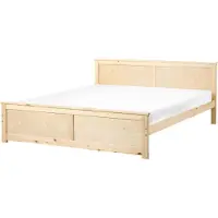 Beliani Bett Hellbraun Kiefernholz 180 x 200 cm mit Kopfteil Lattenrost Skandinavischer Stil Holzbett