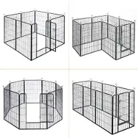 Feandrea Welpenauslauf, 8 Platten DIY, Doppel-L-Schloss, 77x100cm schwarz PPK81H