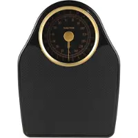 Salter 145 GFEU16 Personenwaage mechanisch - Analoge Körperwaage, Badezimmerwaage, max 150kg, Rutschfest, einfach ablesbare Anzeige, keine Batterien Waage, Genaues Wiegen, schwarz/gold