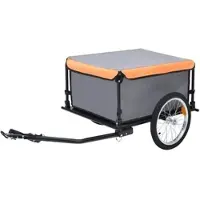 DELUKE Fahrrad Lastenanhänger FARI Schwarz-orange Bis 65kg Klappbare Deichsel Transportanhänger Fahrradanhänger Anhänger Für Fahrrad