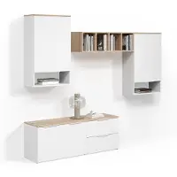 Livinity Wohnwand Piave Weiß/Sonoma 5 Teile, Model 58992