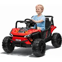 Beneo Elektroauto für Kinder UTV Small 12V, rot, Hinterradantrieb, 12V Batterie, Kunststoffräder, Breiter Doppelsitz für nur ein Kind, 2,4 GHz Fernbedienung, MP3-Player mit USB/SD-Eingang, LED-Leuchten